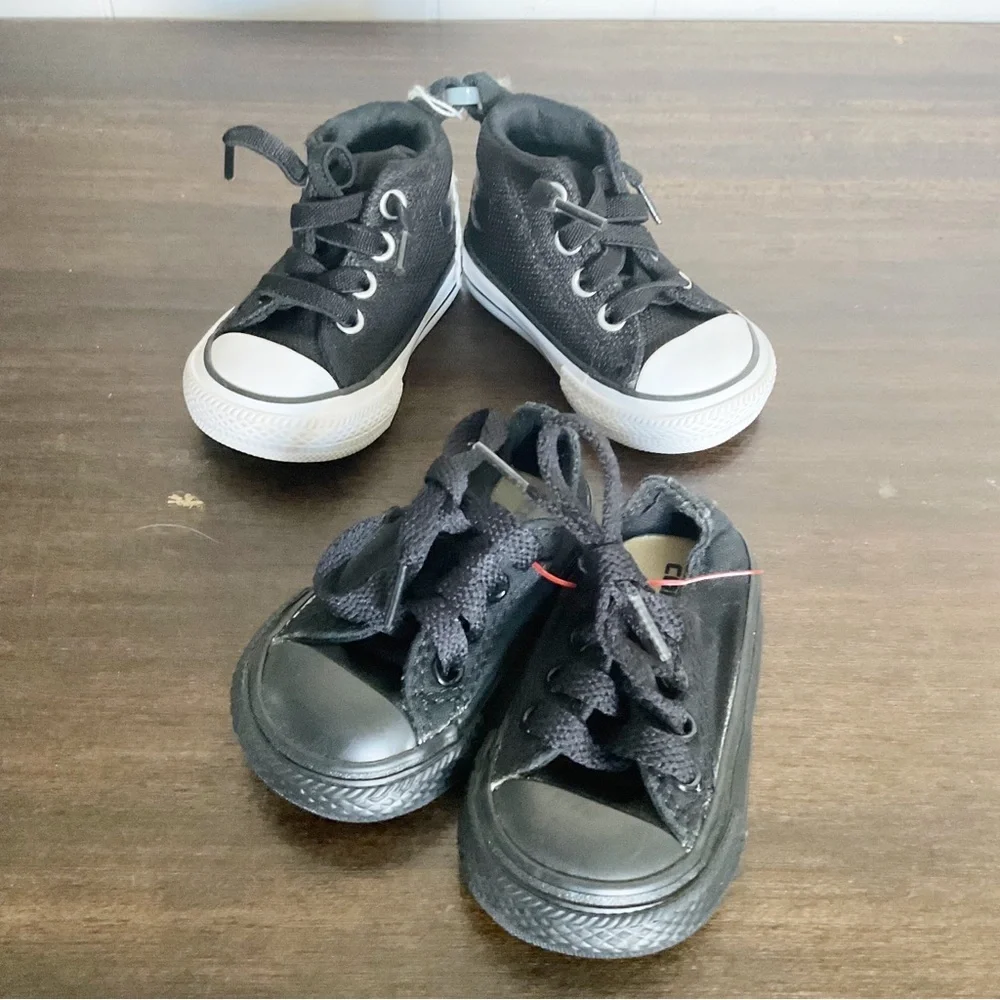 Baby Converse Lot Of 2 Black and White Shoes Size 2